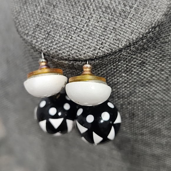 Vintage drop earrings black and white - Picture 3 of 7